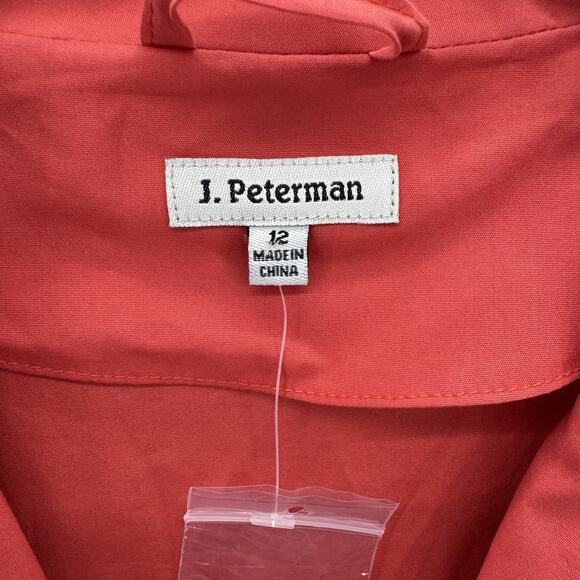 J. Peterman Long Sleeve 1947 Dress Size 12 Coral Red Cotton Flare Fit Retro - Picture 2 of 13